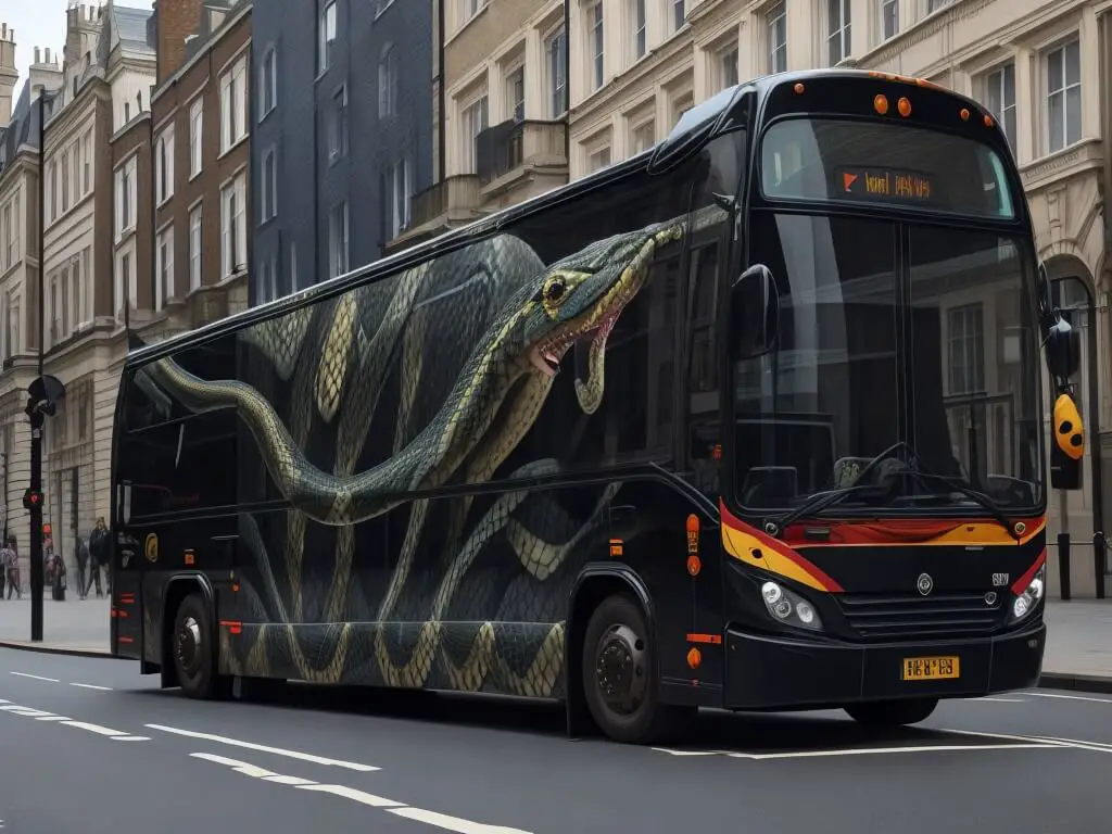 Snake swirling bus wrap